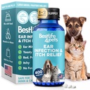 Itch Relief and Ear Infection Treatment for Dogs & Cats, Natural Ear Mites Treatment for Cats and Dogs Soothes Itchy Ears, riduce il gonfiore, Otititis, Dolore & Inflammation, 400 Facile da dare piccole pillole