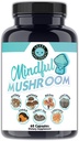 Angry Supplements Mindful Mushrooms Capsules - 7in1 Premium Health Shroom Blend of Maitake, Shiitake, Reishi, Turkey Tail, Cordyceps, Lions Mane e Chaga Mushrooms (60ct)