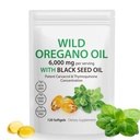 Olio di origano Softgels,Oregano capsule olio organico,2-in-1 6000mg olio di origano con olio nero di semi 200mg,Oregano olio con Black Seed Oil Softgels,120 capsule di softgel