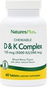 Natures Plus D & K Complex - 60 Masticabili di bacche miste - Supporta il metabolismo del calcio - Vegetariano, Non OGM, Gluten Free, Soy Free - 60 Serve