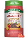 Vitamina D3 Gummies | 5000 IU | 60 Count | Peach Flavor | Vegetariano, Non OGM & Gluten