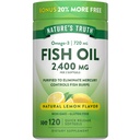 Nature's Truth Fish Oil 2400mg | 120 Quick Release Softgels | 720 mg Omega 3 | Burpless Lemon Flavor Pills | Non-GMO & Gluten