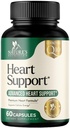 Integratori di cuore per gli uomini e le donne 1650mg - Antiossidanti per il supporto di salute del cuore con CoQ10, Hawthorn, Sterol vegetale e più vitamine per sostenere l'ossido nitrico e la produzione di energia, Non-GMO - 60 capsule