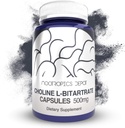 Choline L-Bitartrate Capsule 500mg (180 Count) | Supplemento Choline | Supporta funzione cognitiva, prestazioni mentali e resistenza fisica