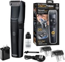 Vacutrim Cordless Mens Beard Trimmer, Ricaricabile rasoio elettrico con 20 Trim Setting Calibration Dial e vuoto incorporato per Mustache, Sideburns. Facial Hair, Black, 7.5", Come visto in TV