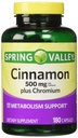 Valle di primavera - Cannella 500mg Plus Chromium, Twin Pack, 2 bottiglie di 180 capsule