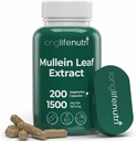 LongLifeNutri Mullein Leaf 1500mg 10:1 Extract - 200 capsule vegetariane, da polvere di foglie di Mullein organico, supplemento di erbe per la cura respiratoria, alimentazione di 2 mesi, non OGM, certificazione GMP, Made in USA