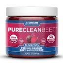 Polvere di succo di barbabietola Premium della barbabietola PureClean - Supporto di ossido nitrico organico al 100% per la circolazione maggiore 3X clinicamente provata, Endurance & Energy - Pressed, Eco Friendly, USA - 30 Serve