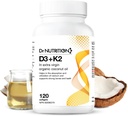 Vitamina D3 + K2 in olio di cocco organico, vitamina K2 MK7 + D3 (1000IU), Rapid Bone e Heart Health Formula, aiuta ad assorbire e utilizzare il calcio, supporta l'immunità, migliora il umore - 120 Softgels