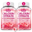 Calcium Citrate Gummies 1200 mg per adulti: Ultimate Absorption Calcium Supplemento per le donne e gli uomini - Facile da digerire, Vegan, Non OGM, Gluten Free - Natural Strawberry Flavor