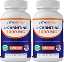 Vitamatic L-Carnitina Fumarate 1000 mg - 120 capsule vegetali (2 bottiglie)