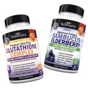 Glutathione Complex con Estratto di cardo di latte, Vitamina C & Quercetin + Sambucus Elderberry Capsule con Zinc & Vitamina C - Formula Antiossidante Naturale - Promuove il fegato & Supporto immunitario