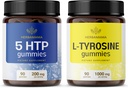 HERBAMAMA L-Tyrosine e Brain Support Kit - Bundle di 200 mg 5-HTP & 1000 mg L-Tyrosine Gummies - Vegan, Non OGM, Gelatin-Free - 2 Pack