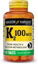MASON Vitamina NATURAL K2 100 mcg con Calcio, Supporta Bone, Heart & Muscle Health, 100 compresse