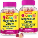 WellYes Magnesium Citrate Gummies per bambini (2 Pack) - Chewable Stress Relief Supplemento per bambini - Natural Calm, Mood Support, Non-GMO, Gluten Free - Natural Source Flavors - 60 Gummies