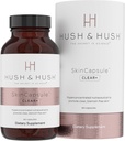 Hush & Hush SkinCapsuleTM Clear+, Integratore per la cura della pelle, Vegan, Trattamento per l'acne per il viso, Integratori Nutraceutici Puliti che contengono vitamina A, Turmerico, Radice di Dandelion, Zinco - 60 capsule