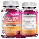 Integratori di Cortisol per Uomini Donne, Gummie di Cortisol con Ashwagandha, Magnesio, L-teanina, Fosfatidilserine, B6 per Detox Cortisol, Rilassamento, Sonno, Focus, Senza Zucchero, Vegan, 120