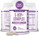 Premium 5-HTP Plus Supplemento 250mg Massima resistenza - Sleep Aid, Mood Boost, Promuove la calma e il rilassamento, Supporto per la gestione dello stress - Migliorato con la vitamina B6, senza glutine, non OGM, 60 tappi di verdure