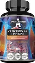 APOLLO'S HEGEMONY Curcumin 95 + Piperine 302mg per capsula, Estratto di radice erboristica ad alta resistenza 95%, 120 capsule vegane, 4 mesi di alimentazione, per digestione ottimale e assorbimento potenziato