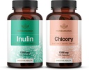 HERBAMAMA Inulina e Chicory Kit - Bundle di 1200 mg Inulina Fibra & 1200 mg Chicory Root Capsule - Vegan, Non OGM, Gelatinl-Free - 2 Pack
