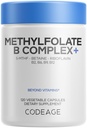 Codeage Methylfolate B Complex Supplements - 5 MTHF, Methylcobalamin 1000mcg Methylated Vitamin B12, Riboflavin, Betaine, Vitamine B6, Methylation Cycle MTHFR - 2 mesi - 120 capsule