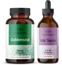 HERBAMAMAMA Kit di cardatura dorata e latte - Bundle di 700 mg capsule di radice dorata e lattiera di cardo 2 fl oz - Vegan, Non-GMO, Sugar & Alcohol-Free - 2 Pack