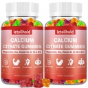 Calcium Citrate Gummies - 1200mg Calcium Gummies con Magnesio Zinc Vitamin D3,K2, B6, B12 per Bone, Muscolo, Giunti, Supporto Immune, Integratori ad alto assorbimento di calcio per donne e uomini 2 confezioni