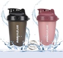 2 PACK Shaker Bottiglia porta fino a 17oz, Frullante Ball Whisk, Portatile Pre Workout Protein Drink Cup, Miscele Cocktail Smoothies Shakes, BPA Free & Lavastoviglie Sicuro Nero/Pink