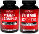 Vitamine e vitamina K2 del complesso della Bounty Super B Divina con D3 Bundle