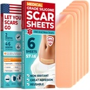 Fogli per cicatrici in silicone di grado medico - 6pk (5.7”x1.6”) - Differenza visibile sui segni chirurgici e Keloid - Strisce in silicone riutilizzabili della cicatrice C-Sezione - Facile da usare strisce