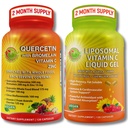 Supporto Immune Bundle - Quercetin con Bromelain, Vitamina C & Zinc + Vitamina Liposomal C 1100mg – con Organic Whole Food Blend & Acerola Cherry – Antiossidante, Respiratorio e supporto cardiovascolare