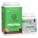 Polvere di proteina di riso marrone solare | Cioccolato 30 Serve e polvere di monoidrato di creatina | Micronized non aromaed, 60 Serve