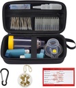 MGZNMTY Travel Carrying Case Compatibile con Asthma Inhaler Spacer per adulti e bambini, maschere, Inhaler Holder con Asthma Alert Tag e Medical Card, Carabiner (Solo caso) (nero)