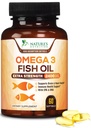 Omega 3 Fish Oil 2400 mg – Triple Strength EPA & DHA Grassty Acids for Heart, Brain & Joint Support – Wild-Caught, Burpless, Lemon Flavor Supplement – Natural, Non-GMO, Gluten-Free – 60 Softgels