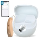RIC Single Hearing Aid for Seniors ,CUSTOM FIT Digital Over-the-Counter Ricaricabile Tinnitus Masking Premium Hearing Aid Solution for Adults,Nearly Invisible Bluetooth Call Enabled,Auto-On, 1pc Left Side