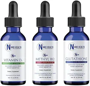 Nano Essential Wellness Bundle combina 3 mavellous Salute Promuovere i Prodotti: Nano Glutathione, Nano Methyl B-12 & Nano Vitamin D3