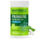 NATURELO Probiotici per la salute digestiva - 50 miliardi di CFU, 11 Strains Supplemento giornaliero - Migliora il sistema immunitario, rilascio ritardato, 60 capsule vegetariane