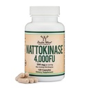 Integratore di Nattokinase 4,000 FU Servings, 120 Capsule (Derived from Japanese Natto) Enzimi sistemici per il supporto cardiovascolare e circolatorio di Double Wood