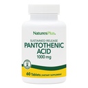 Acido pantotenico NaturesPlus, rilascio prolungato - 1000 mg, 60 compresse - Supplemento vitamina B5 ad alta potenza - Vegetariano, Senza glutine - 60 porzioni