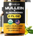 FabLab Mullein Leaf Extract with Elderberry 2 Fl Oz - Made in Italy - Drops for Better Lung - Mullein Tincture for Lung Detox - Bronchial Cleanse for Smokers - Respiratory Herbal Supplement