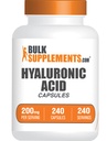 BulkSupplements.com Capsule Acido Ialuronico - Integratori di Acido Ialuronico, Acido Ialuronico 200mg - Pure & Gluten Free, 1 Capsule per Serving, 240 Count (Pack of 1)