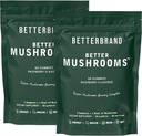 Betterbrand BetterMushrooms Nootropic Gummies - Supports Better Gut Health, Funzione cognitiva, Clarity mentale con 10 Funghi funzionali - 60 Gummies - Raspberry Flavor - Confezione da 2
