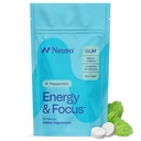Neuro Energy & Focus Gum - 40mg Natural Caffeine Gum & Nootropic Energy Supplement con L-Theanine & B Vitamins - Sugar Free, Vegan - Peppermint, 90ct