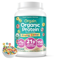 Orgain Organic Vegan Protein Powder, Fruity Cereal - 21g Plant Based Protein, 8g Prebiotic Fiber, Low Net Carb, Nessun Lattosio Ingredienti, Non Aggiunto Zucchero, Non OGM, Per Shakes & Smoothies, 2.03 lb
