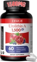 Urolitina A Supplemento 1000 mg Plus Trans-Resveratrolo, Anthocyanins, Tè verde, Promoting Aging sano, Supporta cellulare ed energia per gli uomini e le donne, 60 capsule-60