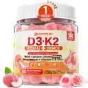 Vitamina D3 K2 Gummies 5000IU / 10.000 IU con 500 mg di calcio + K2 (MK-7) 200mcg, Magnesio, Vitamina C & Zinco, Extra Forza - Assorbenza Ultimate per Bones, Muscoli, Teeth, Vegan, 60 Count (Pack of 1)