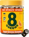8Greens Fiber Super Greens Gummies | Fiber, Gut Health, Metabolismo. Salute Digestiva, Boost Immune System & Digestive Health con 8 Verdi Reali - Formula Non OGM, Gomma, Tangerine Flavor, 50 Conte