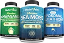 Nutrivein Premium Irish Sea Moss Capsules, Ashwagandha e Liposomal Glutathione Supplement Bundle: Sea Moss, Glutathione ridotto, & Ashwagandha Integratori per Immunità, Mood, Digestione, & Detox