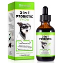 Probiotico per cani, naturale 3 in 1 gocce probiotici del cane aiuta a alleviare la diarrea, supporta la salute del fegato, prurito pelle, allergie, immunità, enzima digestivo per il supplemento del cane, aroma di bacon - 60ml / 2 fl.oz