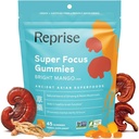 Focus Gummies per adulti | Ginseng americano e coreano con estratti di funghi Reishi | Tutti i gommi naturali per fuoco, mood e energia | Mango aromatizzato | 45 conte